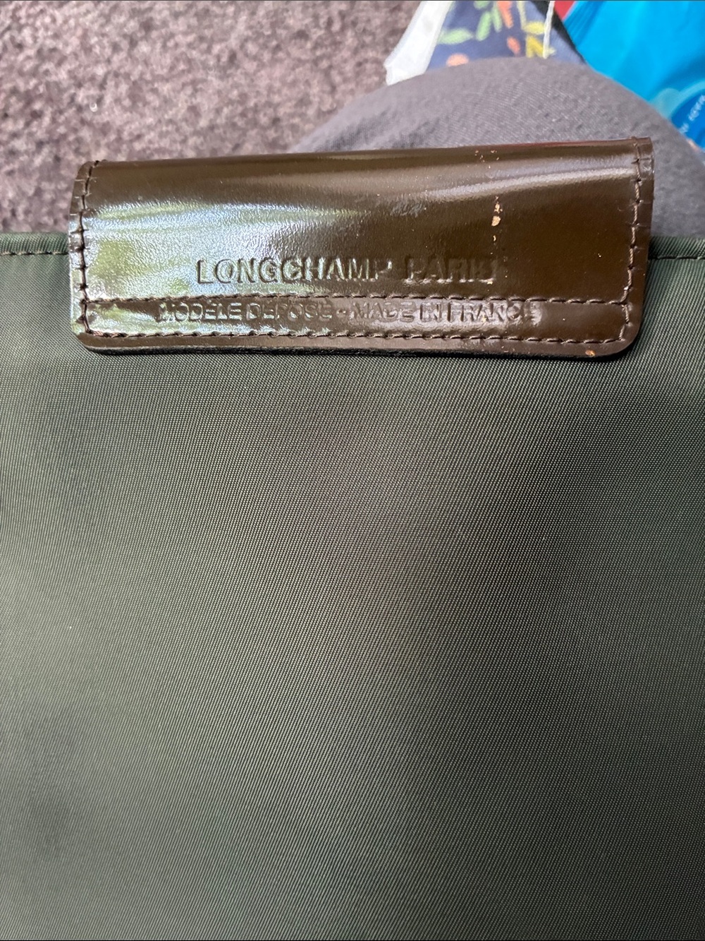 Longchamp Forest Green & Brown Crossbody Bag Purple Interior Magnet Snap Closure - Picture 7 of 7